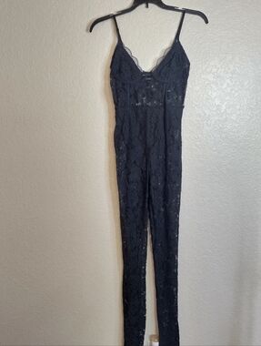 Pretty little thing black lace underwire jumpsuit Sz 0
